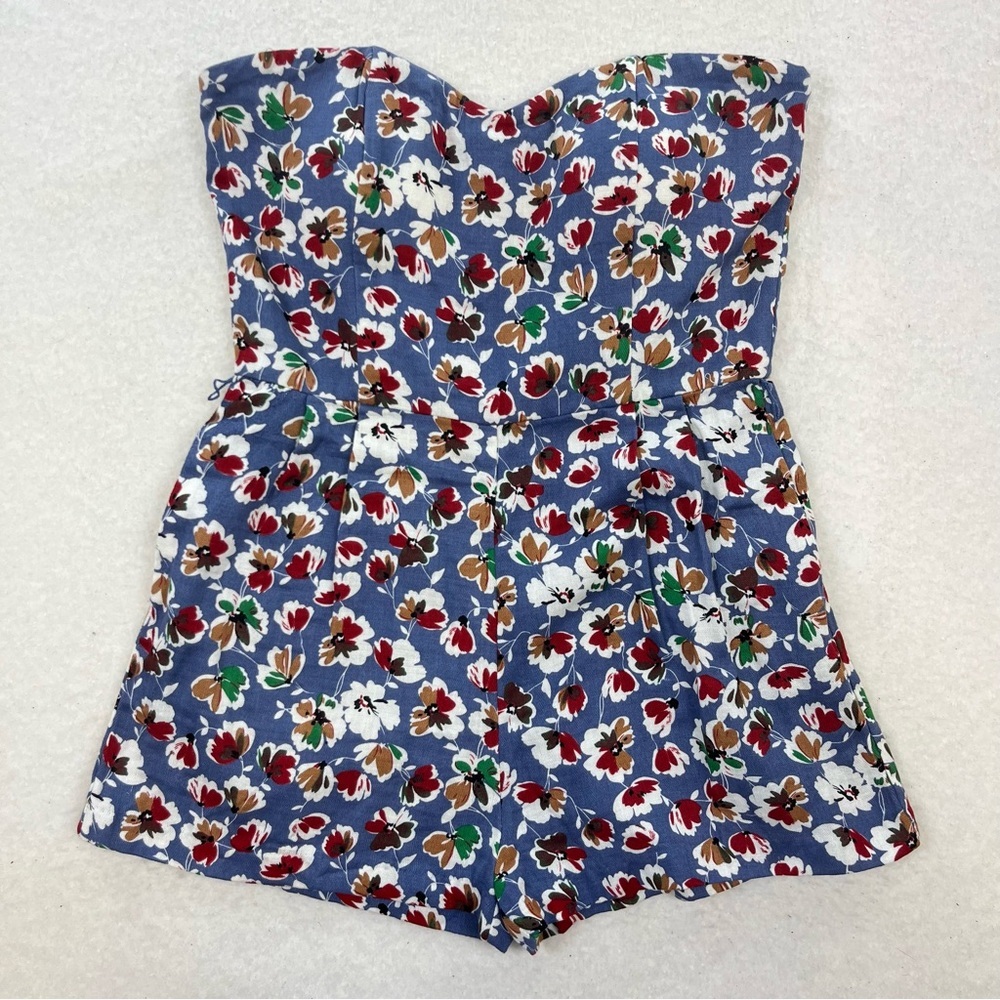 NWT Ark & Co Floral Cotton Strapless Romper Size Medium